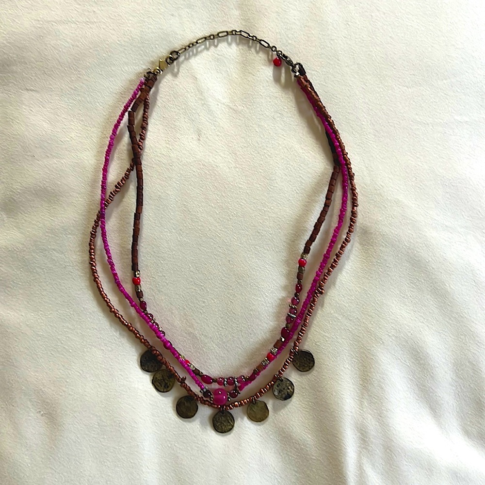 American Eagle Vintage/Y2K Layered Beaded Necklace with Coin Charms 💎